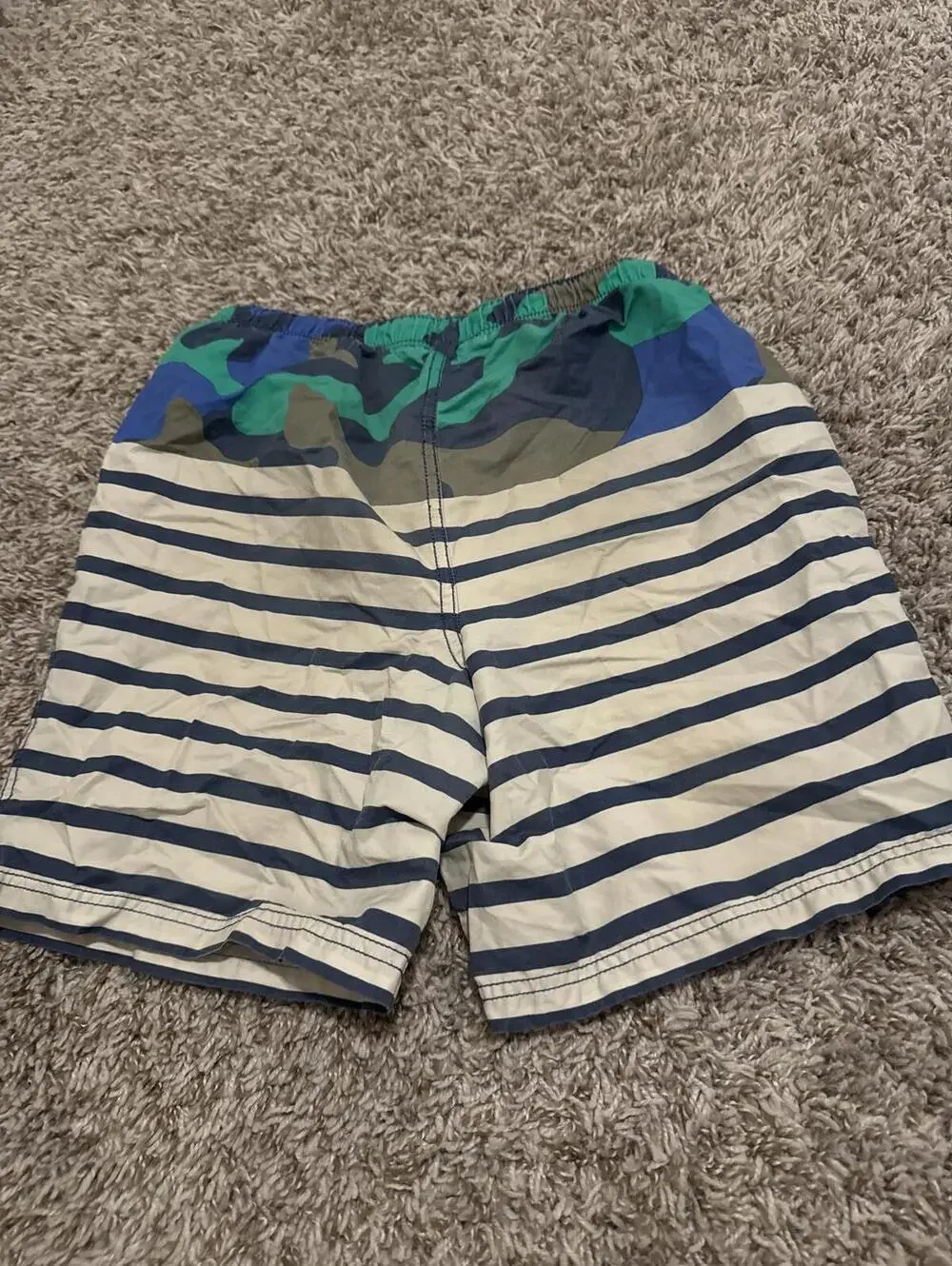 MiniBoden Kids Swim Shorts 11-12Y - Striped Blue Green